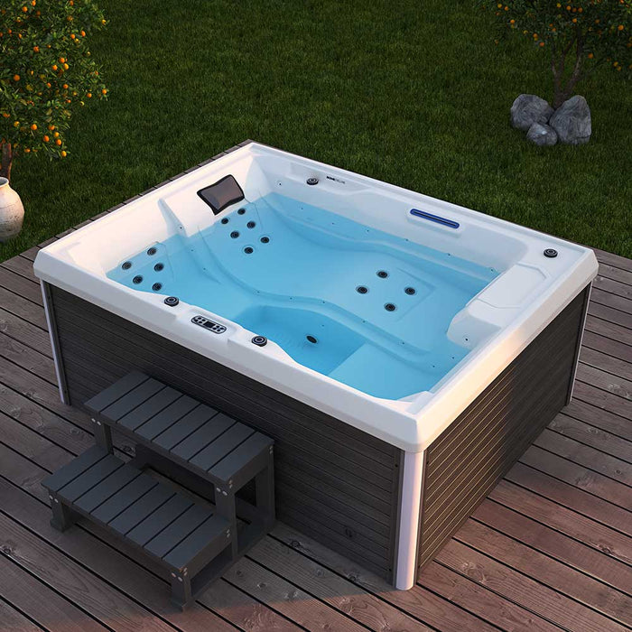 Star de la maison Whirlpool en plein air, 24 jets de massage LED, escaliers et couverture thermique, 3 personnes