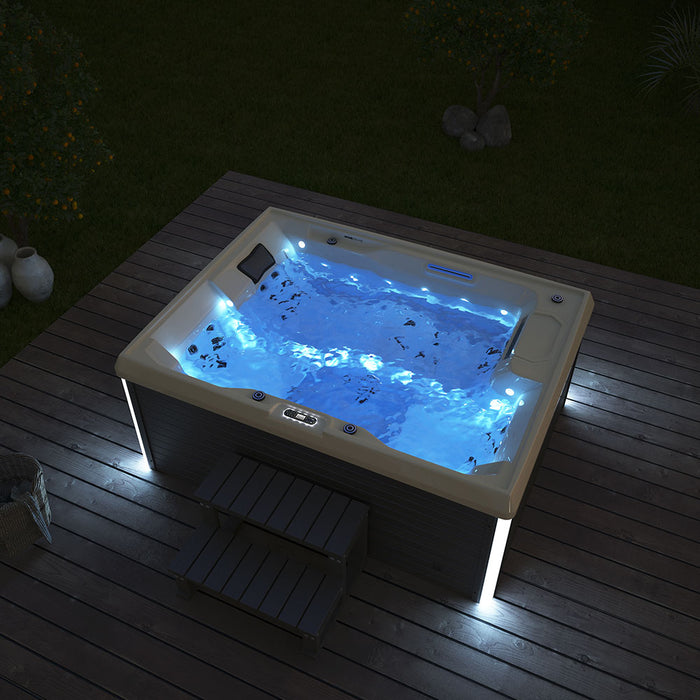 Star de la maison Whirlpool en plein air, 24 jets de massage LED, escaliers et couverture thermique, 3 personnes