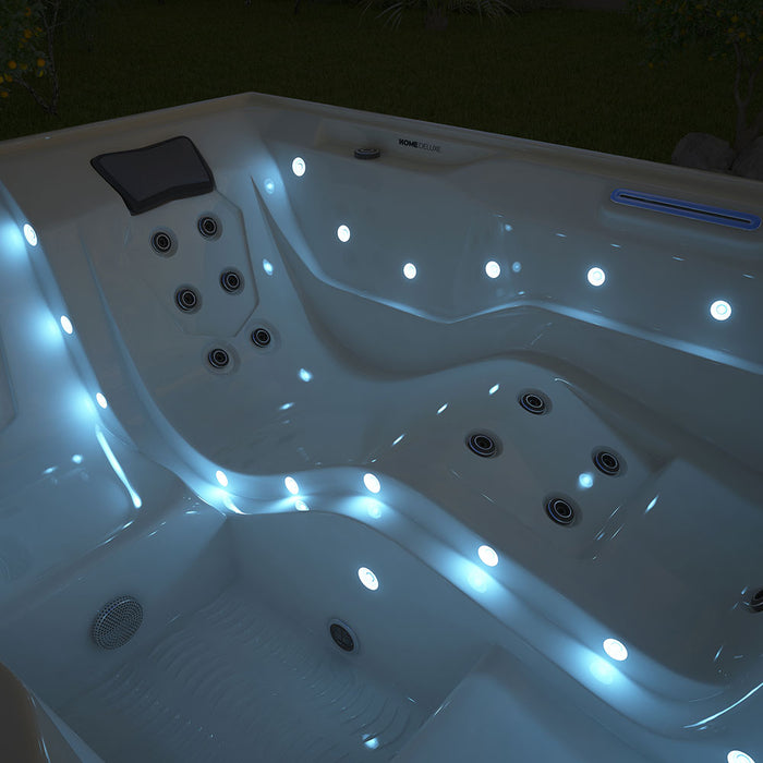 Star de la maison Whirlpool en plein air, 24 jets de massage LED, escaliers et couverture thermique, 3 personnes