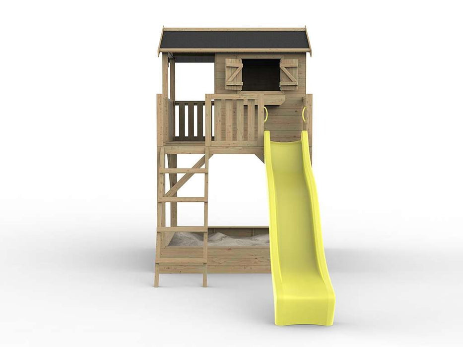 Playhouse, tour de jeu, Stelzenhaus `` Laugh XXL '' avec Sandpit et Slide Yellow, 201x188x303cm (BXTXH)