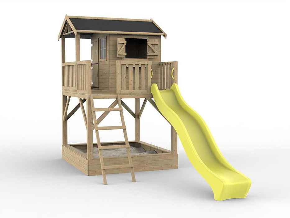 Playhouse, tour de jeu, Stelzenhaus `` Laugh XXL '' avec Sandpit et Slide Yellow, 201x188x303cm (BXTXH)