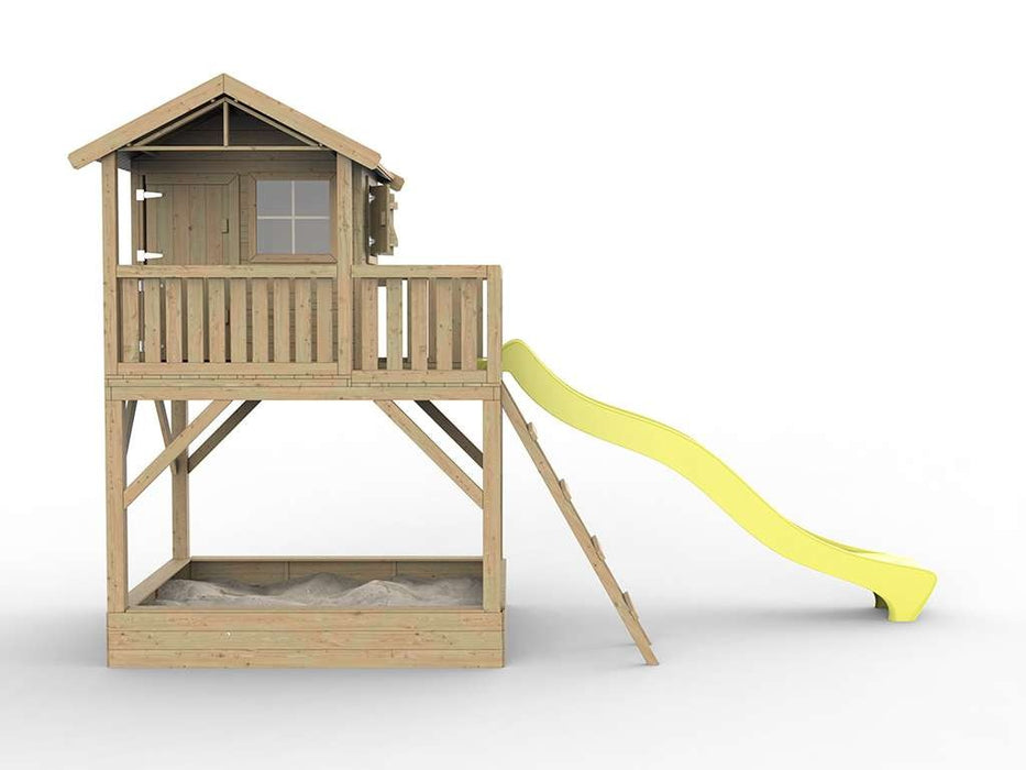 Playhouse, tour de jeu, Stelzenhaus `` Laugh XXL '' avec Sandpit et Slide Yellow, 201x188x303cm (BXTXH)