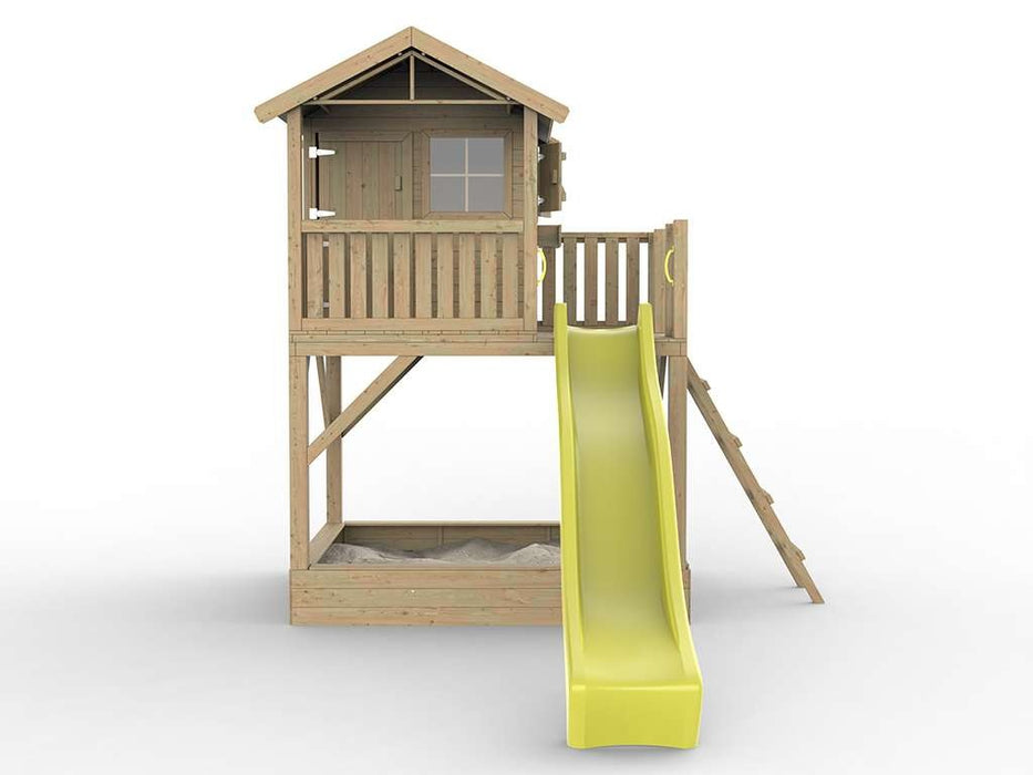 Playhouse, play tower, stilt house 'LAUGH XXL' with sandpit and slide yellow, 201x188x303cm (WxDxH)