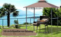 Grillpavillon Gartenzelt Grill Pavillon Balkonpavillon mit Ablagen Flammhemmendes Doppeldach Kaffeebraun, 245x148x252cm