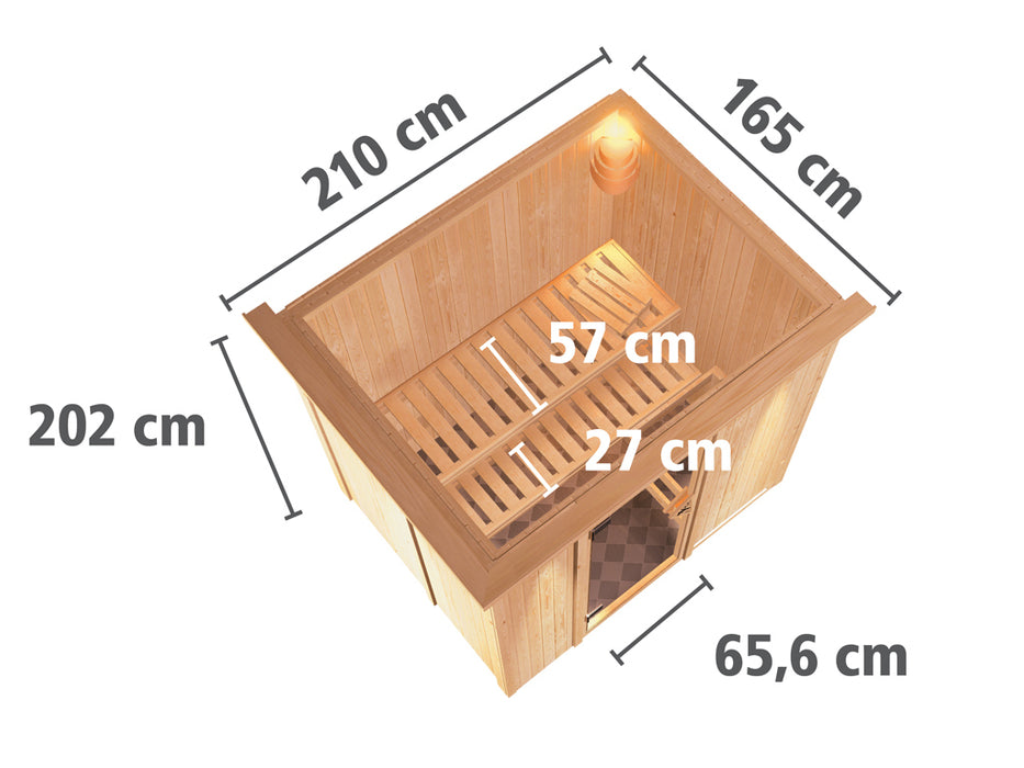 Sauna 230V Système sauna fanja - 210x165x202cm, 1-2 personnes - sauna en salle avec four