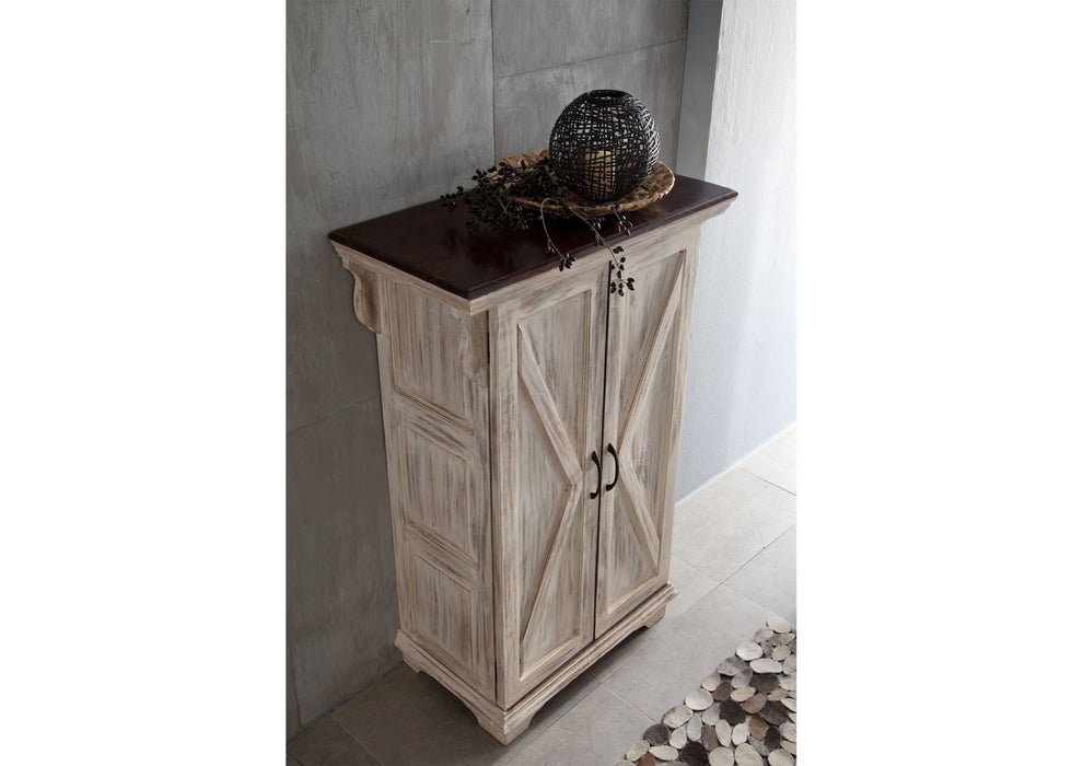 Cabinet Mango / Acacia 90x45x135 Château à cire blanc