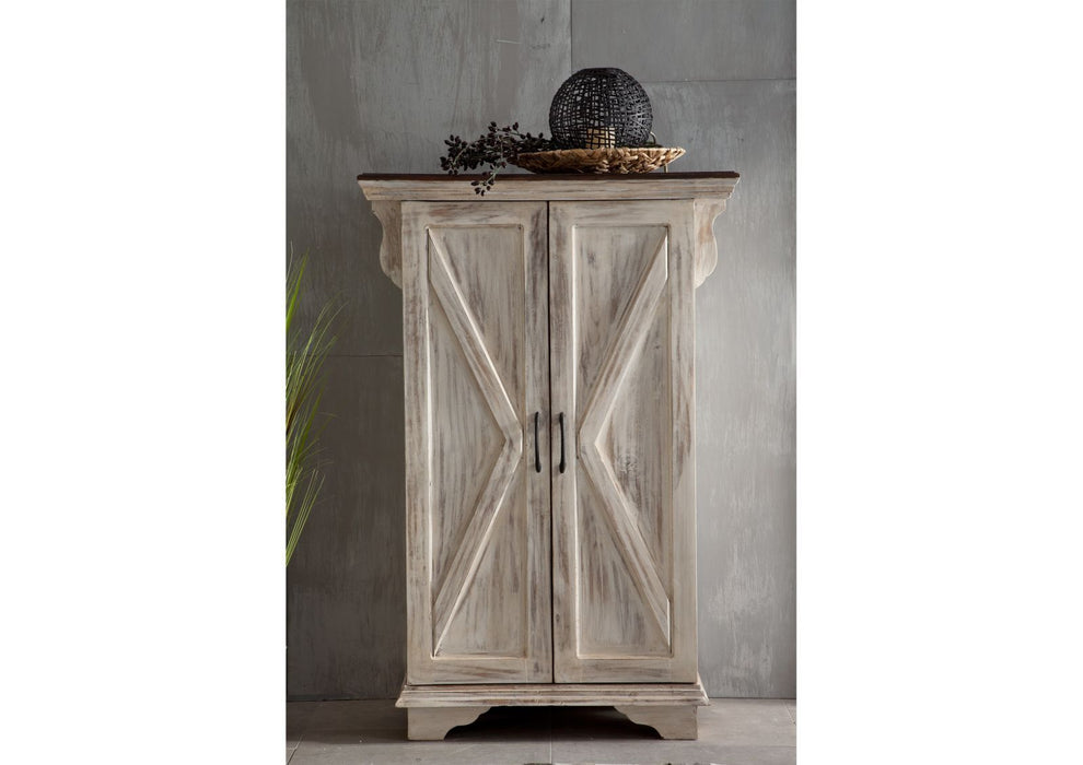 Cabinet Mango / Acacia 90x45x135 Château à cire blanc