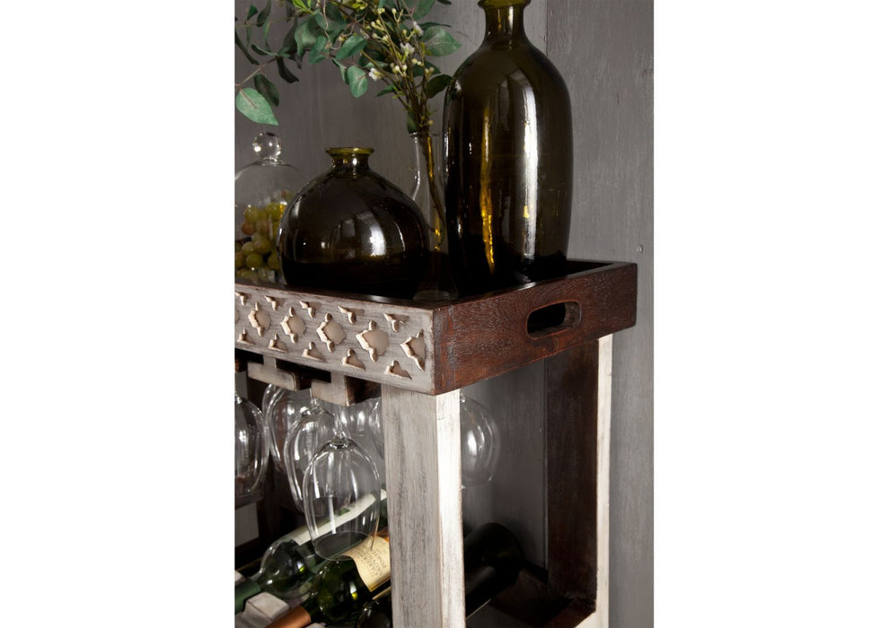 Wine shelf mango / acacia 70x30x90 white waxed castle antique