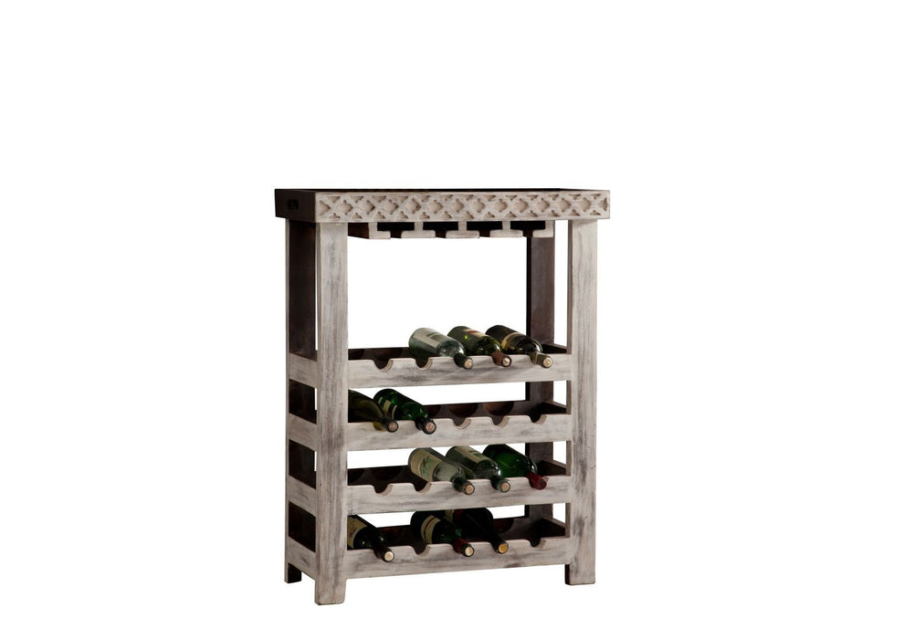 Wine shelf mango / acacia 70x30x90 white waxed castle antique