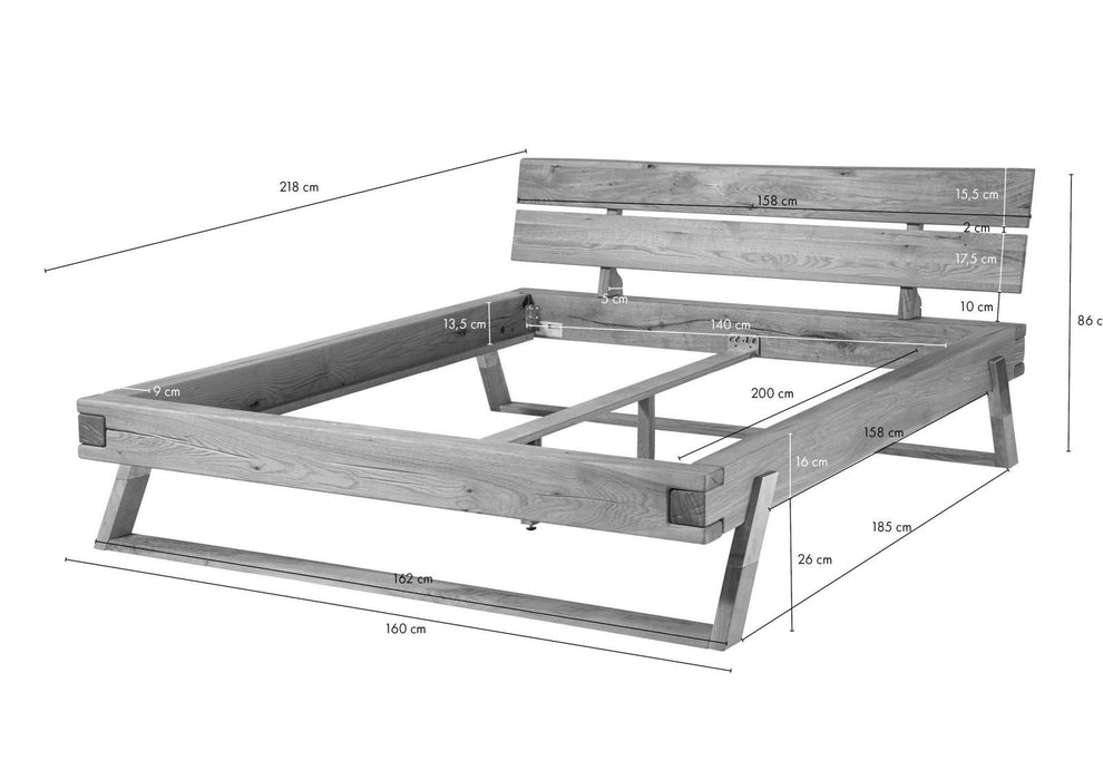 Beast Bed Wild Oak 140x200x86 Nature Hiled Salzbourg