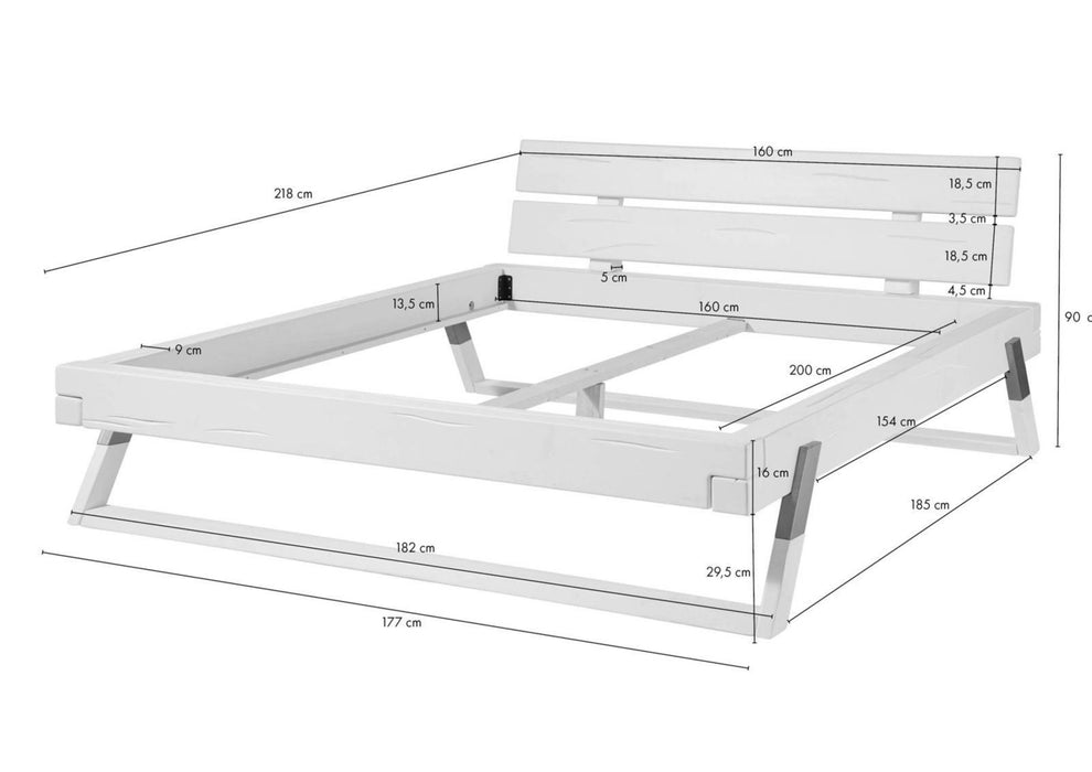 Lit de poutre Eppette 160x200x87 Vancouver peint blanc