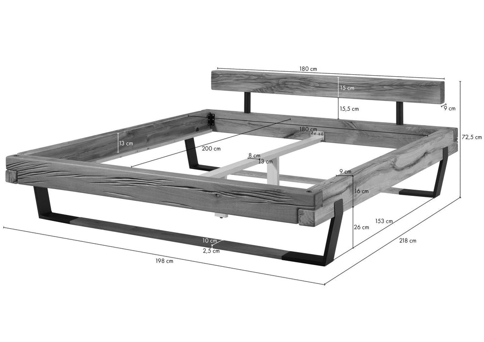 Lit de poutre 180x200 Nature de chêne sauvage huilé Oslo