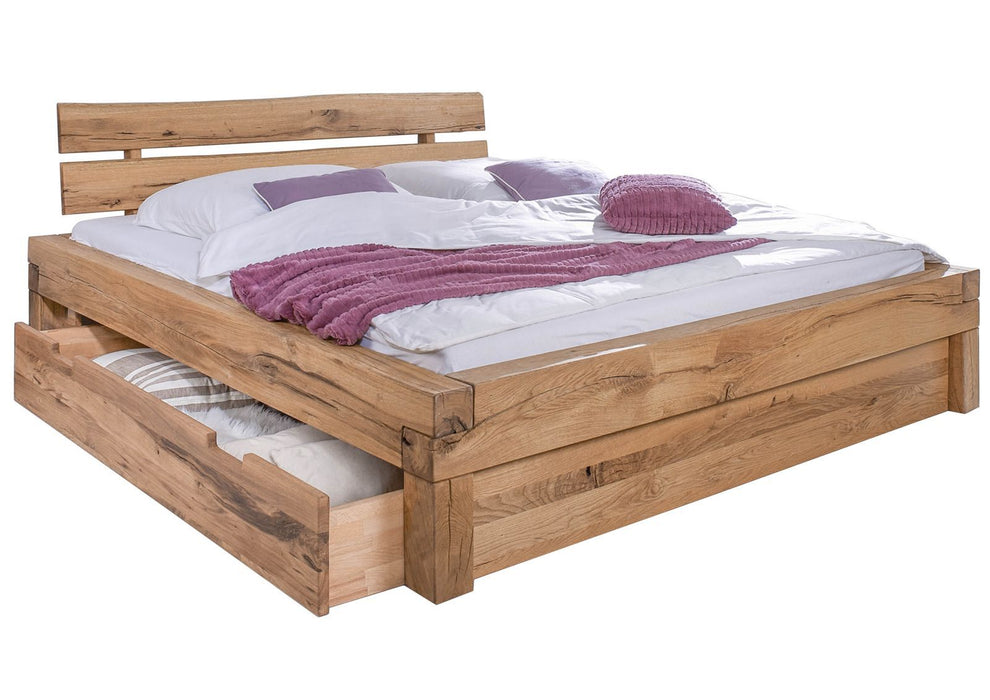 Lit de bête avec boîte de lit Oak sauvage 180x200 Bianco Hiled Jangali