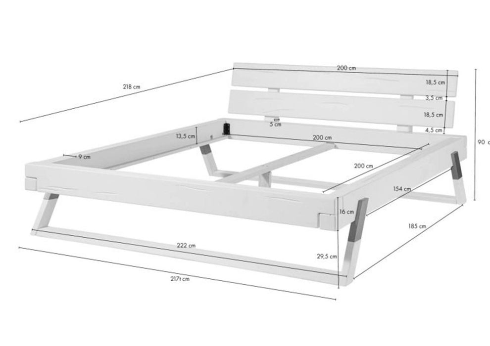 Lit de faisceau ficht 200x200x87 blanc peint en blanc Vancouver