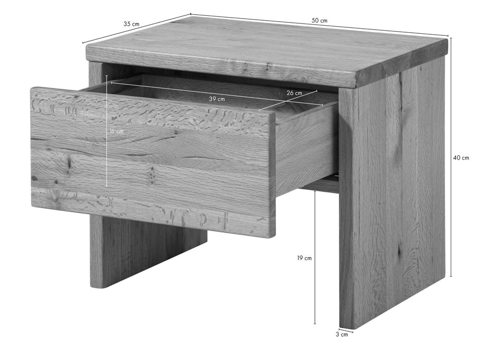 Nachttisch Wildeiche 50x35x40 JANGALI