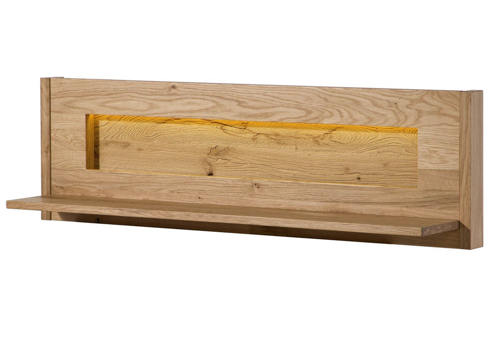 Wall shelf wild oak incl. LED various sizes naturally oiled cardiff