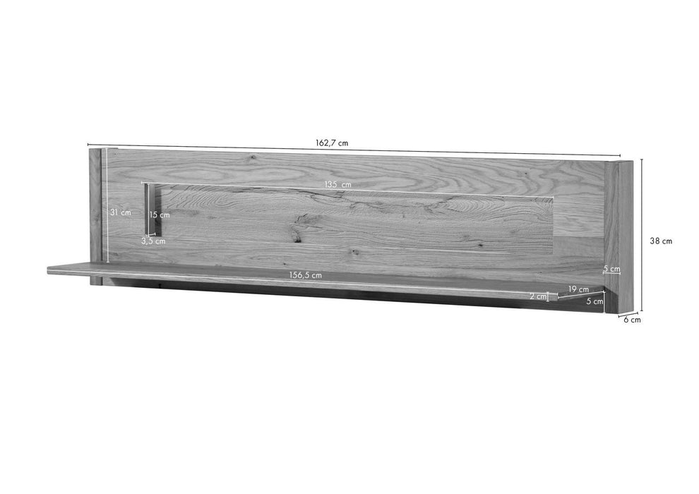 Wall shelf wild oak incl. LED various sizes naturally oiled cardiff