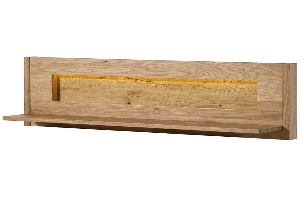 Wall shelf wild oak incl. LED various sizes naturally oiled cardiff