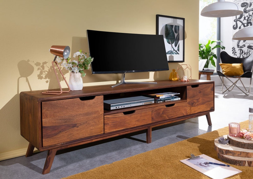 TV board sideboard sheesham full massif Prettin 180x40x48 - walnut painted