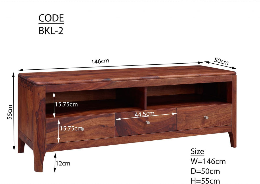 TV Board Sheesham Brooklyn 146x50x55 - Walnut Hiled