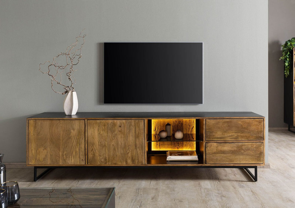 TV Board Mango / Old Wood Davis 220x47x60 - Nature peinte