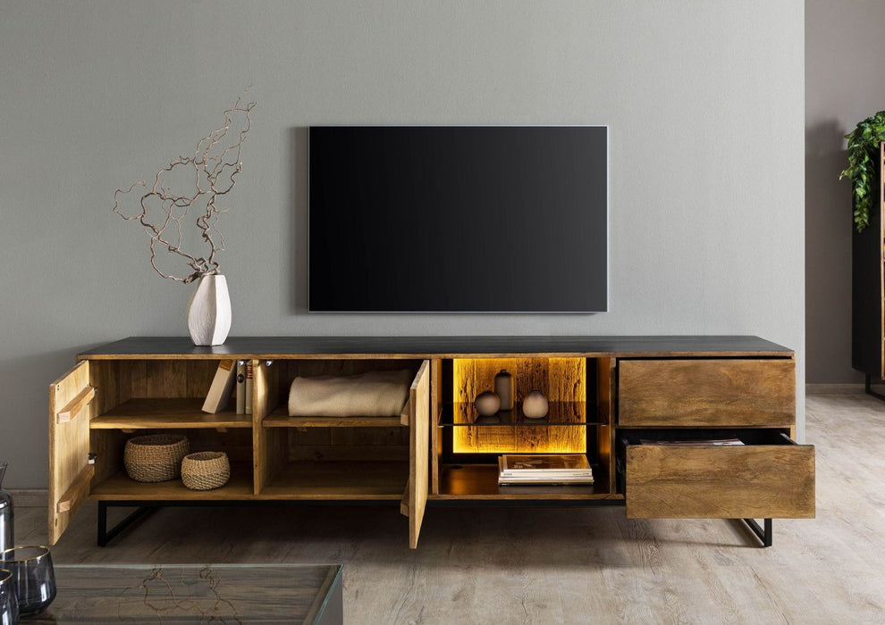 TV Board Mango / Old Wood Davis 220x47x60 - Nature peinte