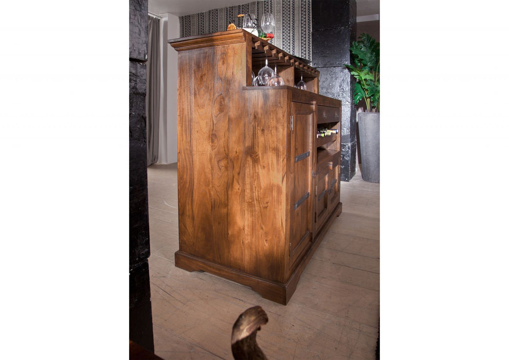 Armoire à vin armoire dans le style colonial Acacia, 140x66x125 Oxford - brun clair peint