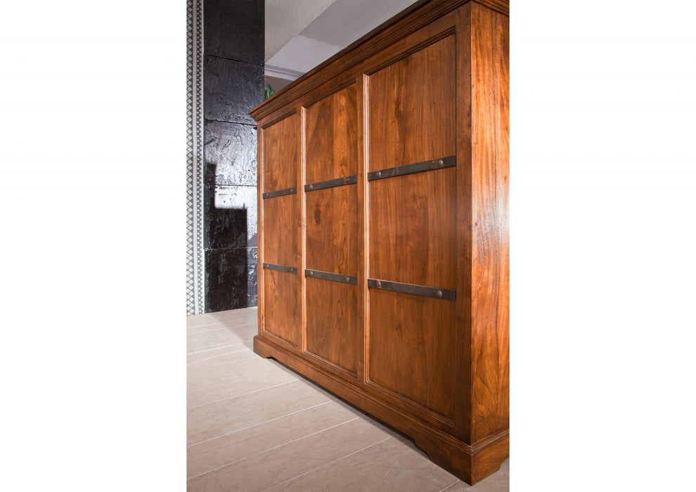 Armoire à vin armoire dans le style colonial Acacia, 140x66x125 Oxford - brun clair peint