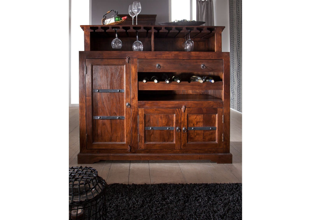 Colonial-Style Bar Chief Acacia, 140x66x125 Oxford - brun foncé peint