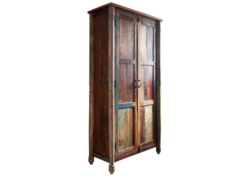 Armoire ancienne bois 90x45x180 Fable multi-colorant peinte