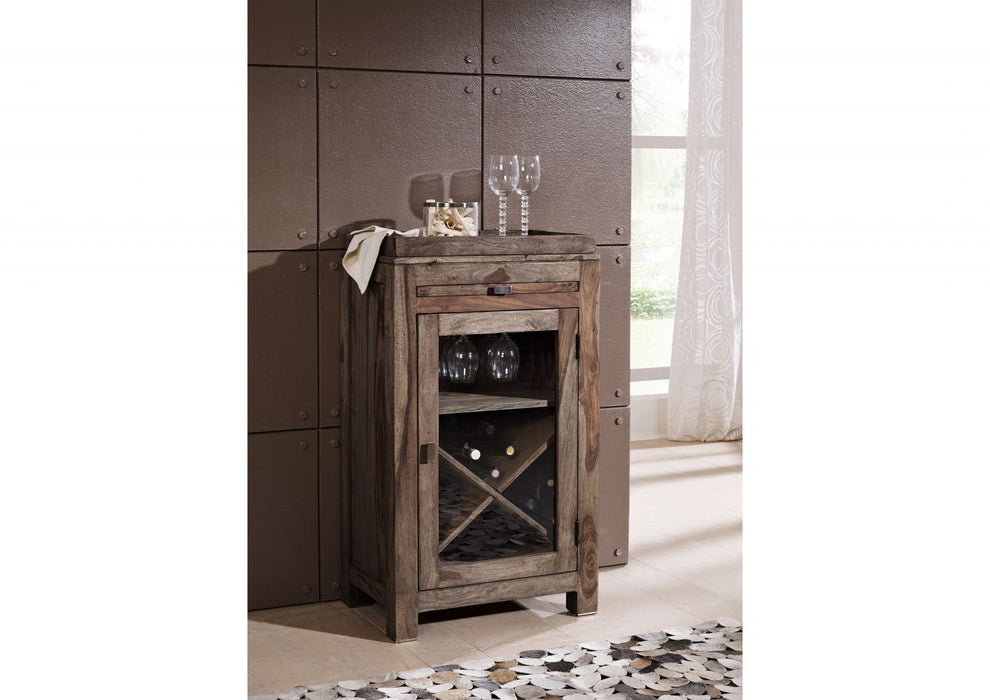 Wine shelf sheesham 60x40x104 gray oiled nature gray