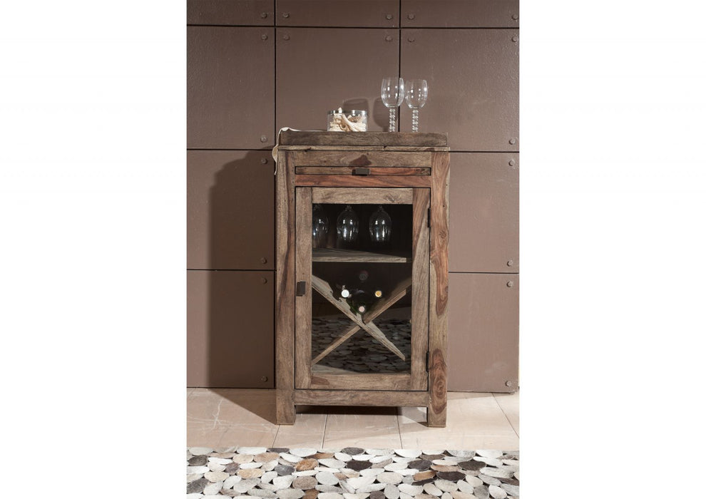 Wine shelf sheesham 60x40x104 gray oiled nature gray