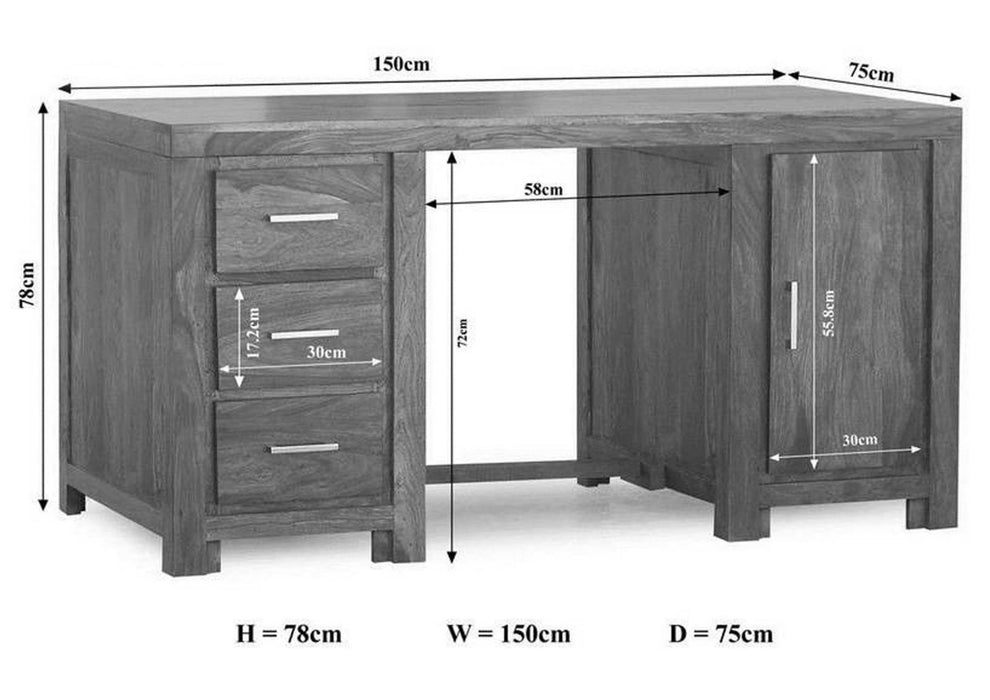 Desk Sheesham 150x75x78 Life Honey Peint Metro Life