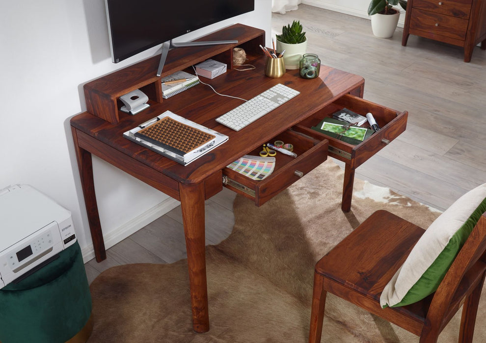 Sheesham Desk 112x71x85 Walnut Hiled Brooklyn