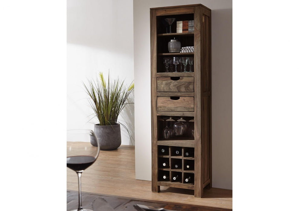 Wine shelf sheesham 50x36x180 gray oiled nature gray