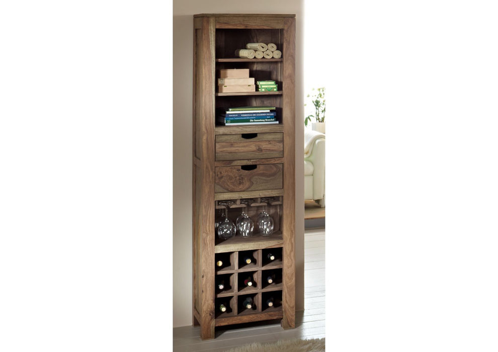 Wine shelf sheesham 50x36x180 gray oiled nature gray