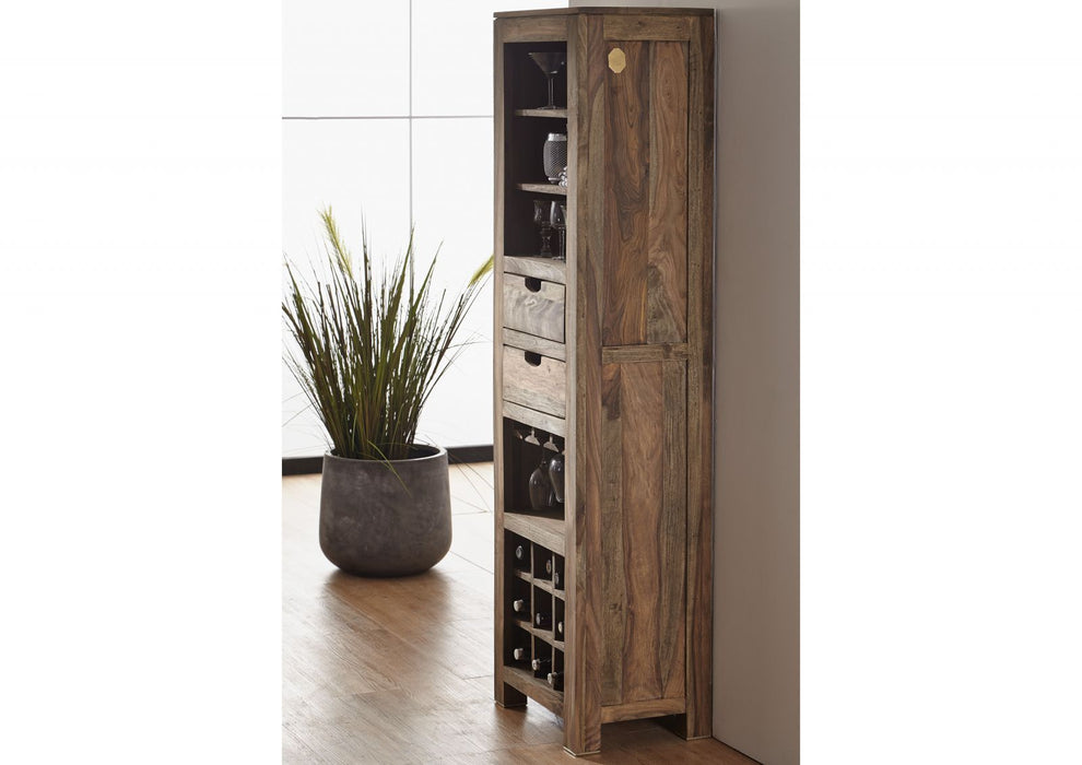 Wine shelf sheesham 50x36x180 gray oiled nature gray