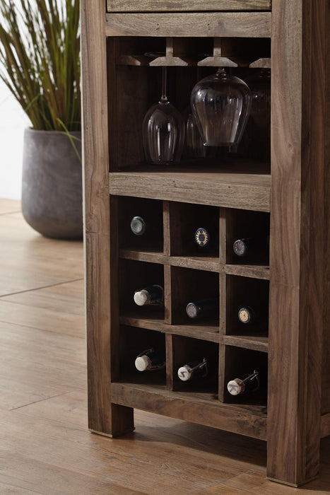 Wine shelf sheesham 50x36x180 gray oiled nature gray