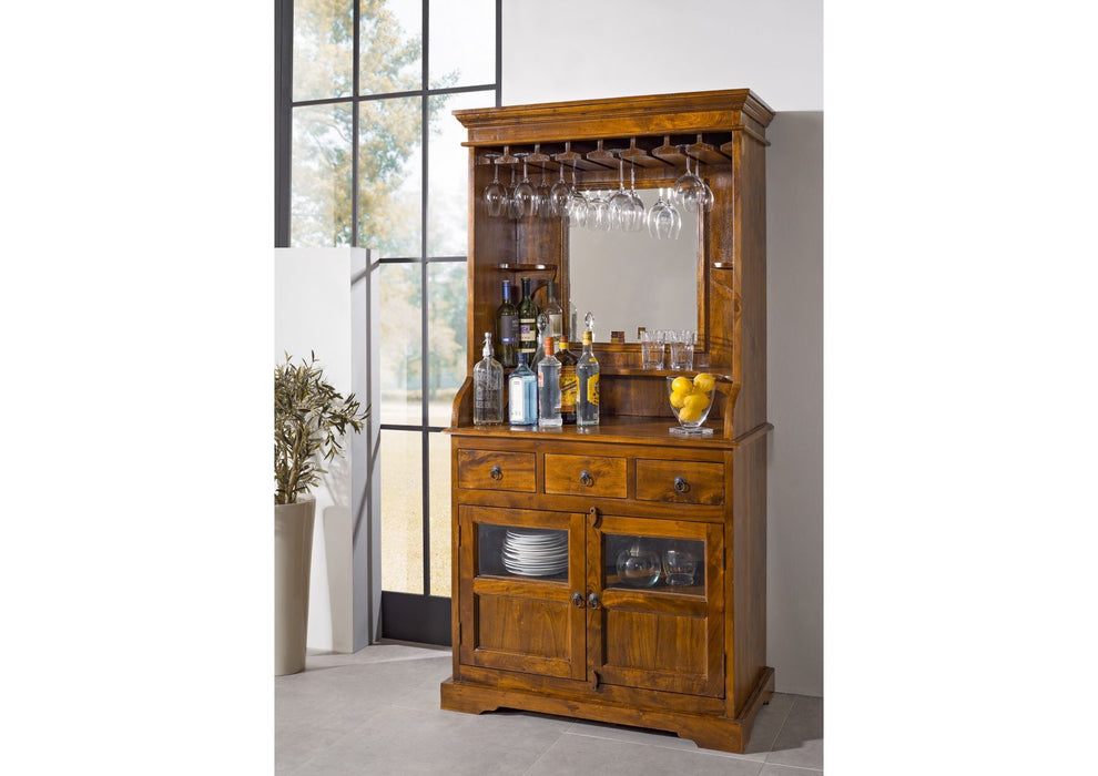 Cabinet de bar colonial, Acacia 97x52x193 Oxford - brun clair