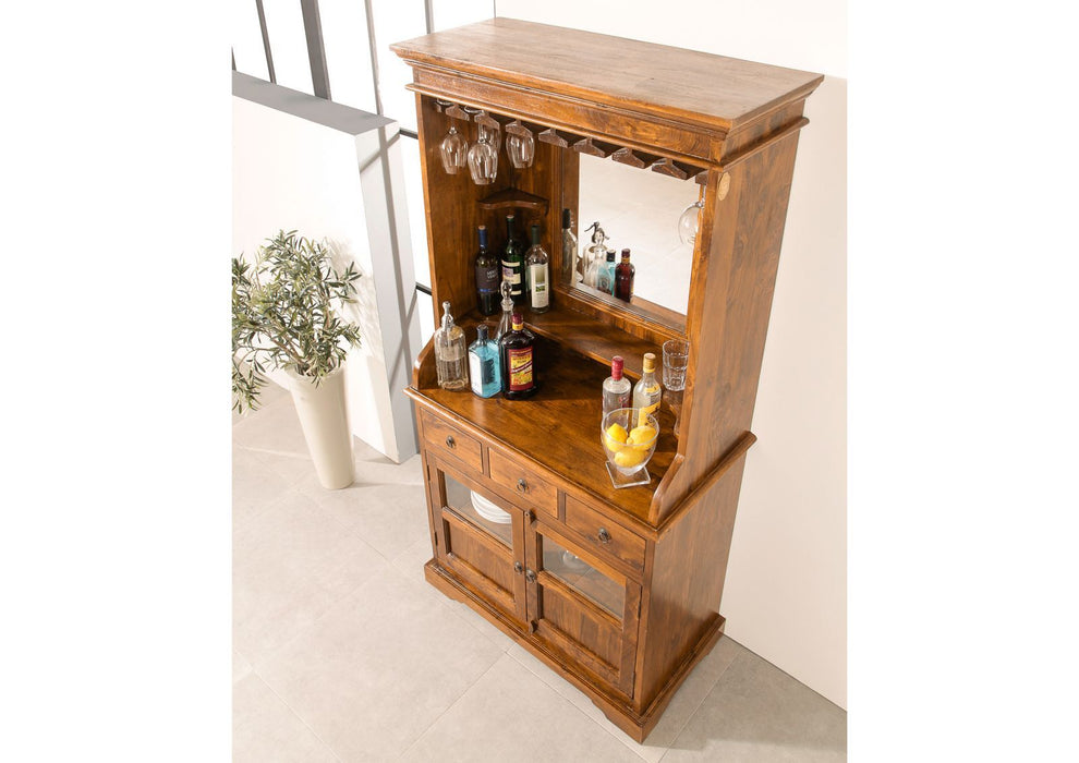 Cabinet de bar colonial, Acacia 97x52x193 Oxford - brun clair