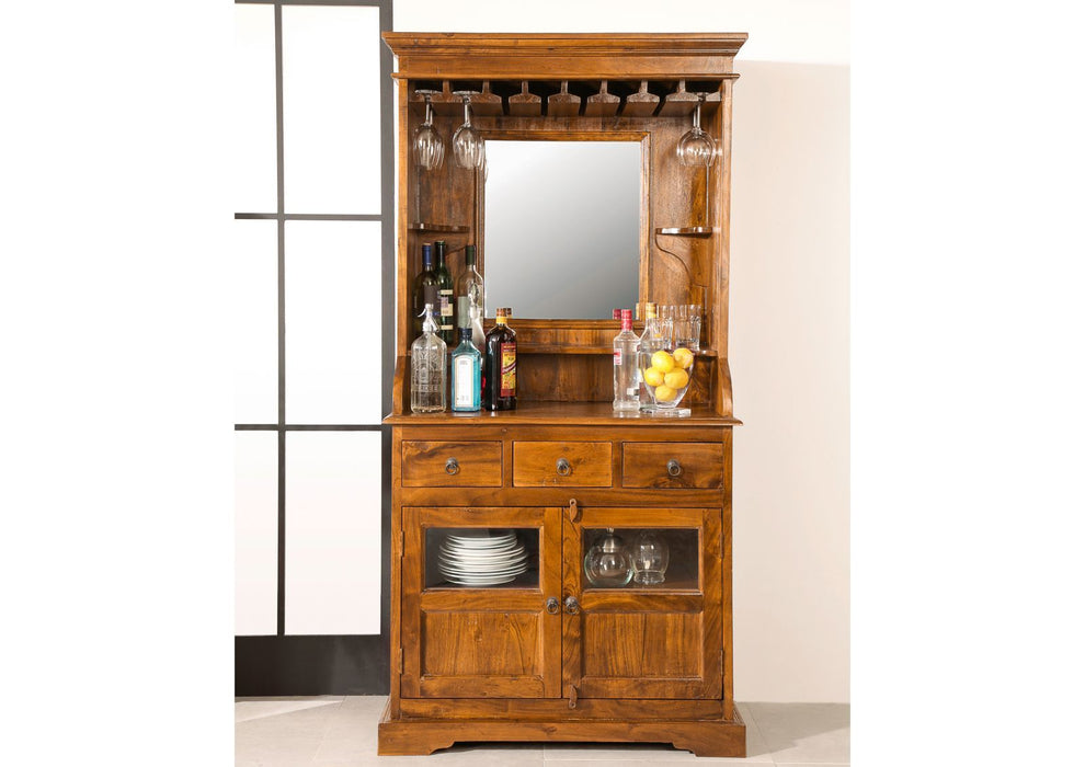 Cabinet de bar colonial, Acacia 97x52x193 Oxford - brun clair