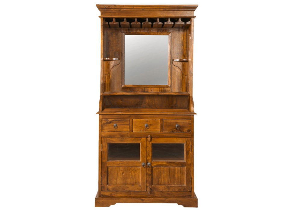 Cabinet de bar colonial, Acacia 97x52x193 Oxford - brun clair