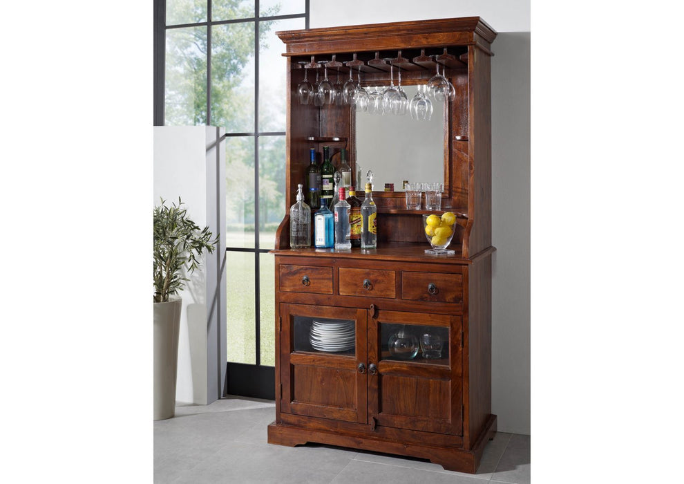 Cabinet de bar colonial, Acacia 97x52x193 Oxford - brun foncé