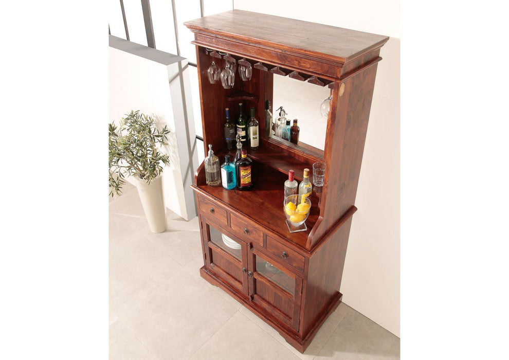 Cabinet de bar colonial, Acacia 97x52x193 Oxford - brun foncé