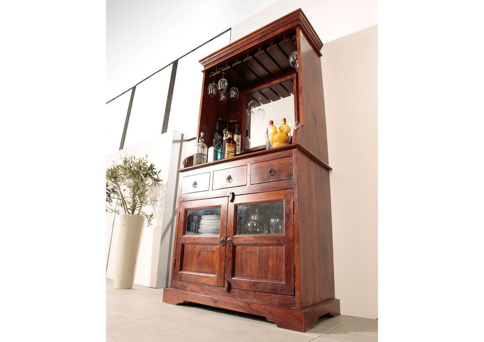 Cabinet de bar colonial, Acacia 97x52x193 Oxford - brun foncé