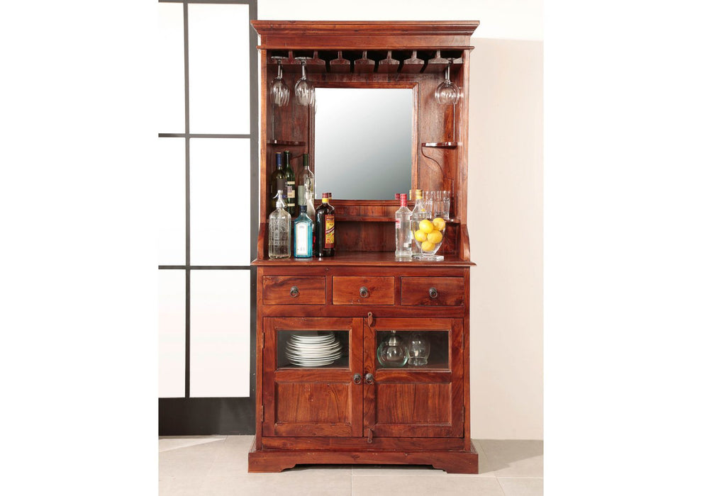 Cabinet de bar colonial, Acacia 97x52x193 Oxford - brun foncé