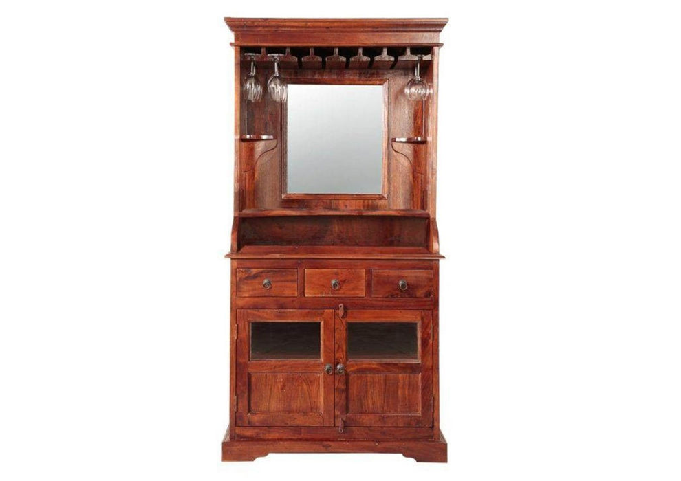 Cabinet de bar colonial, Acacia 97x52x193 Oxford - brun foncé