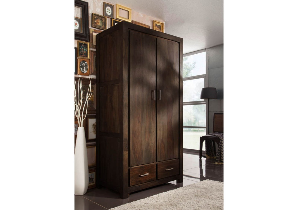 Garderobe Sheesham vollmassiv OAKY 100x61x200 grau lackiert