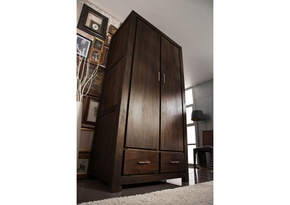 Garderobe Sheesham vollmassiv OAKY 100x61x200 grau lackiert