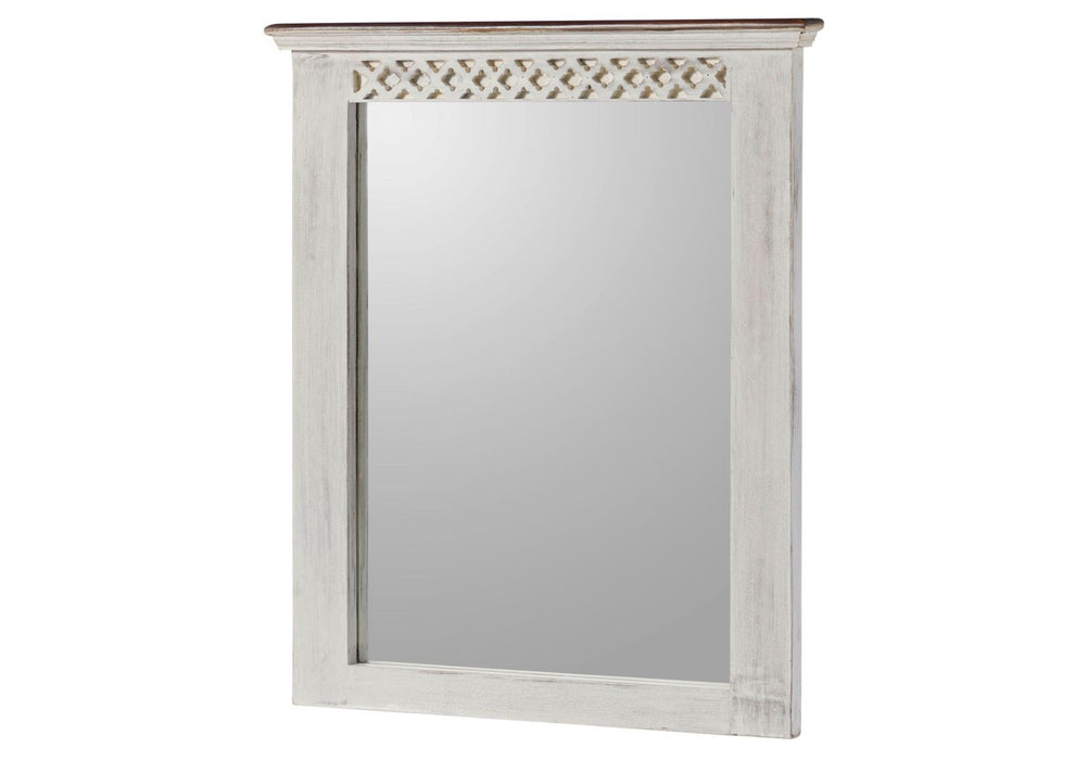 Miroir mural Mango / Acacia 68x5x79 Château ciré blanc Antique